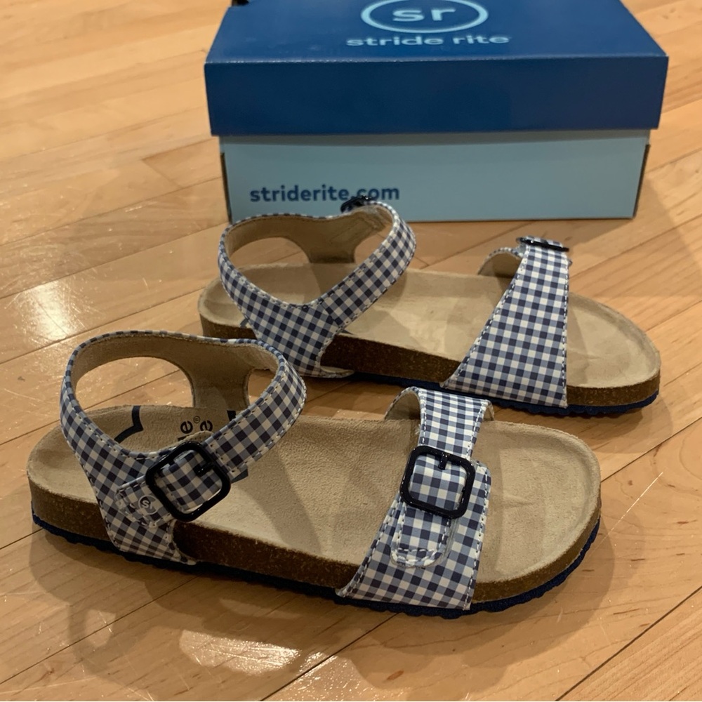 New! Stride Rite little girls size 1.5 navy blue sandals Zuly easy on